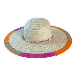 Straw Hat With Bead Band